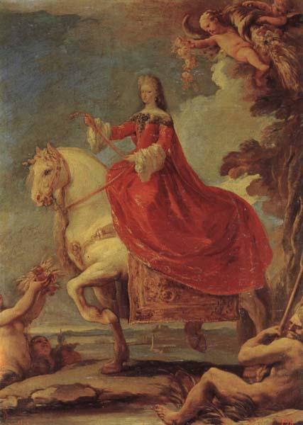 Luca Giordano Equestrian Portrait of Mariana of Neuburg oil painting picture